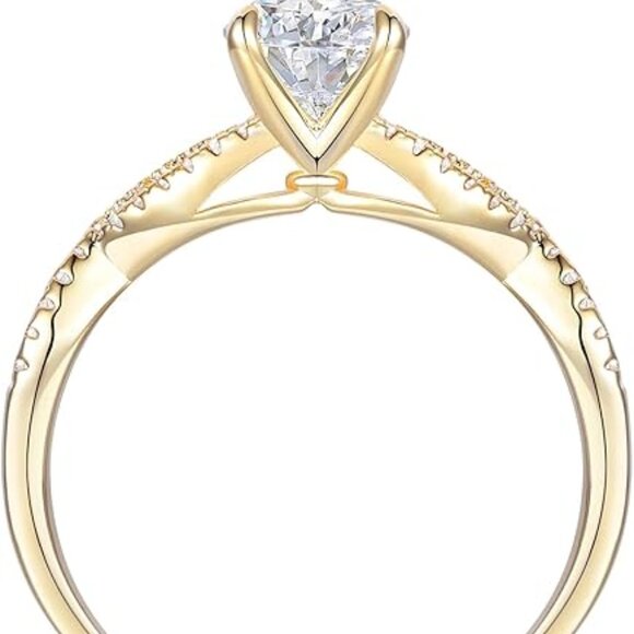 Moissanite Engagement Ring 14K Yellow Gold Band